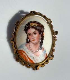 Vintage Porcelain Brooch Pin