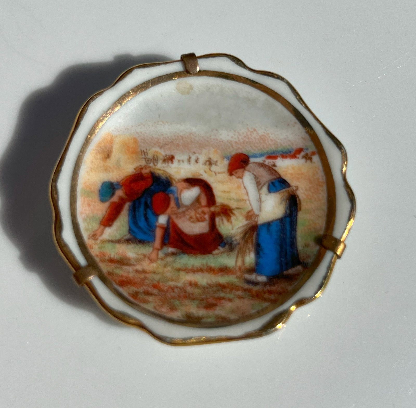 Vintage Limoge France Porcelain Display: A beautifully crafted vintage Limoge France Porcelain Display, featuring a pastoral scene.