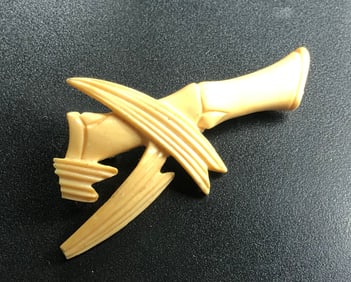 Carved Bamboo Brooch Pin