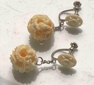 Pair of Carved Errings