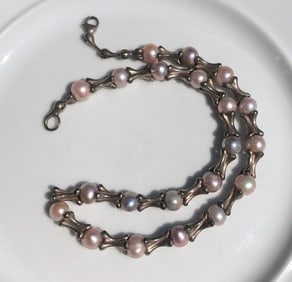 Vintage Silver Pearl Necklace