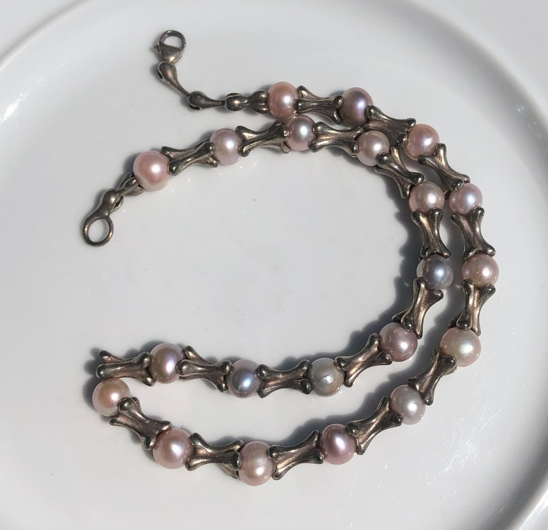 Vintage Silver Pearl Necklace: Vintage Silver Pearl Necklace