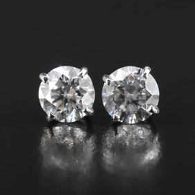 Platinum 2.82 CTW Diamond Stud Earrings with IGI Reports
