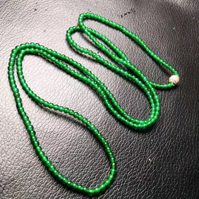 Natural Green Jadeite Necklace, Size: 3mm