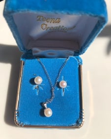 14K Gold PearlNecklace and Earrings