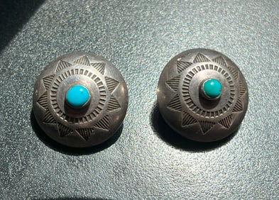 Pair of Silver Turquoise Earrings