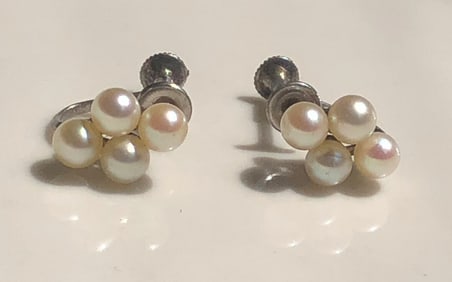 Pair of Silver Pearl Earrings