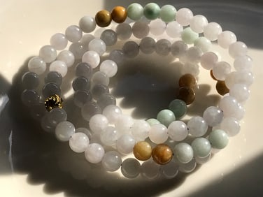 Vintage Natural 108 Jadeite Beads Nwecklace