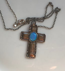 Silver Blue Opal Necklace