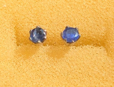 Pair of Sapphire Silver Earrings