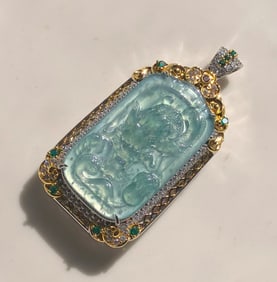 Natural Jadeite Dragon Pendant with Certificate