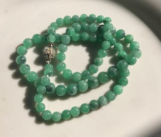 Green Beaded Jadeite Necklace