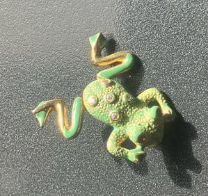 Silver Frog Brooch