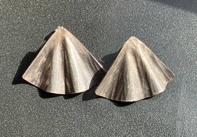 Metallic Fan Silver Earrings