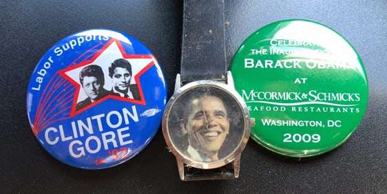 Campaign Brooches and Watch