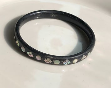 Black Bangle with Inlay
