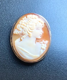 Cameo Silver Brooch