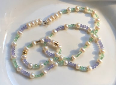 Vintage Pearl and Gem Necklace