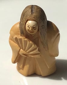 Antique Two Faces Woman Netsuke, Size: 2"