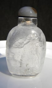 Antique Crystal Snuff Bottle, Size: 2.5"