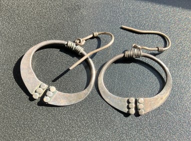 Vintage Hoop Silver Earrings