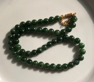 Green Jade Beaded Necklace