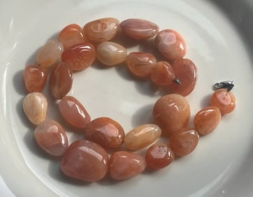 Vintage Carnelian Necklace with Silver Clasp