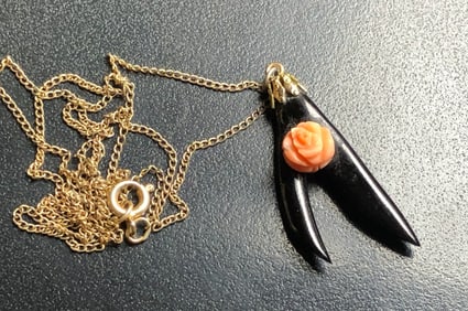 Vintage Gold filled Necklace with Coral Pendant