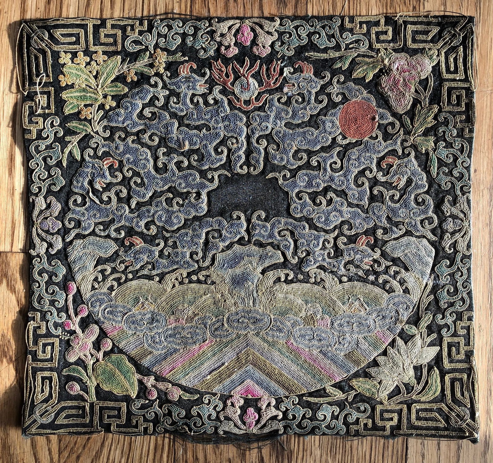Antique Chinese Embroidery, Size: 8.5" x 8.25" (1 of 8)
