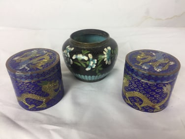 Three Antique Cloisonne Items