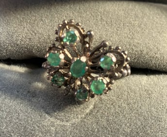 Vintage Silver Emerald Ring