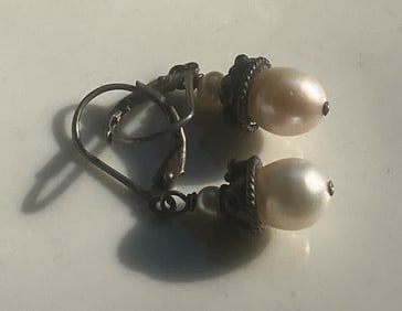 Pair of Silver Pearl Earrings