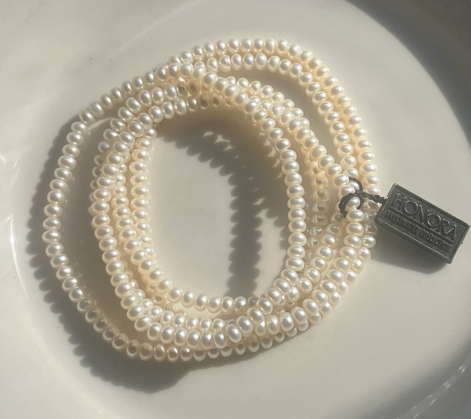 Natural Pearl Necklace: Natural Pearl Necklace, Length: 48"