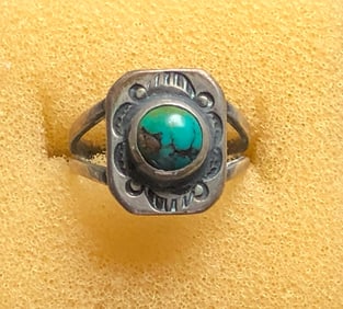 Vintage Silver Turquoise  Ring