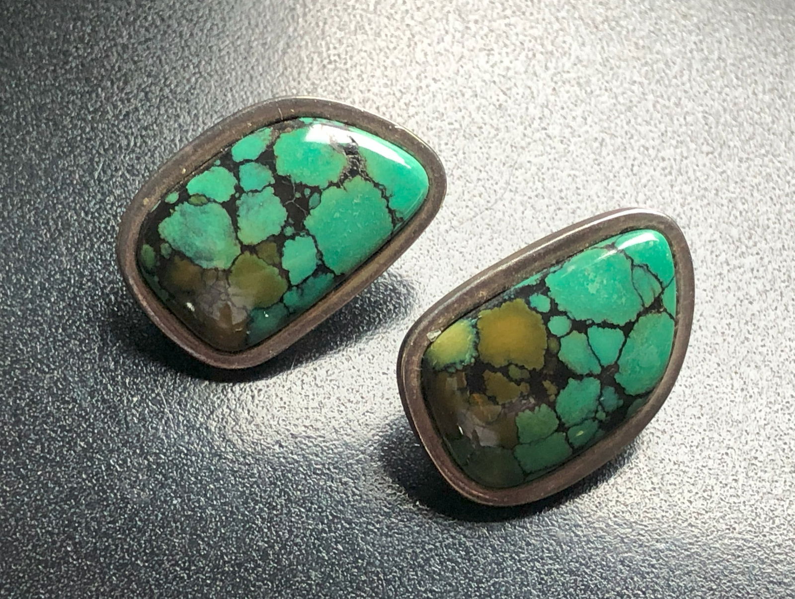 Pair of Silver Turquoise Earrings: Pair of Silver Turquoise Earrings