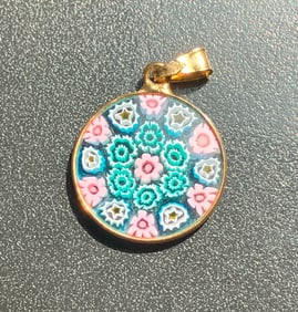 Vintage Silver Glass Pendant