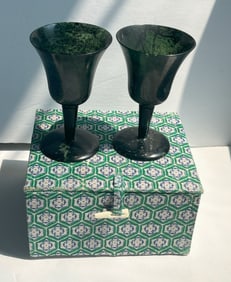 Pair of Green Jade Cups