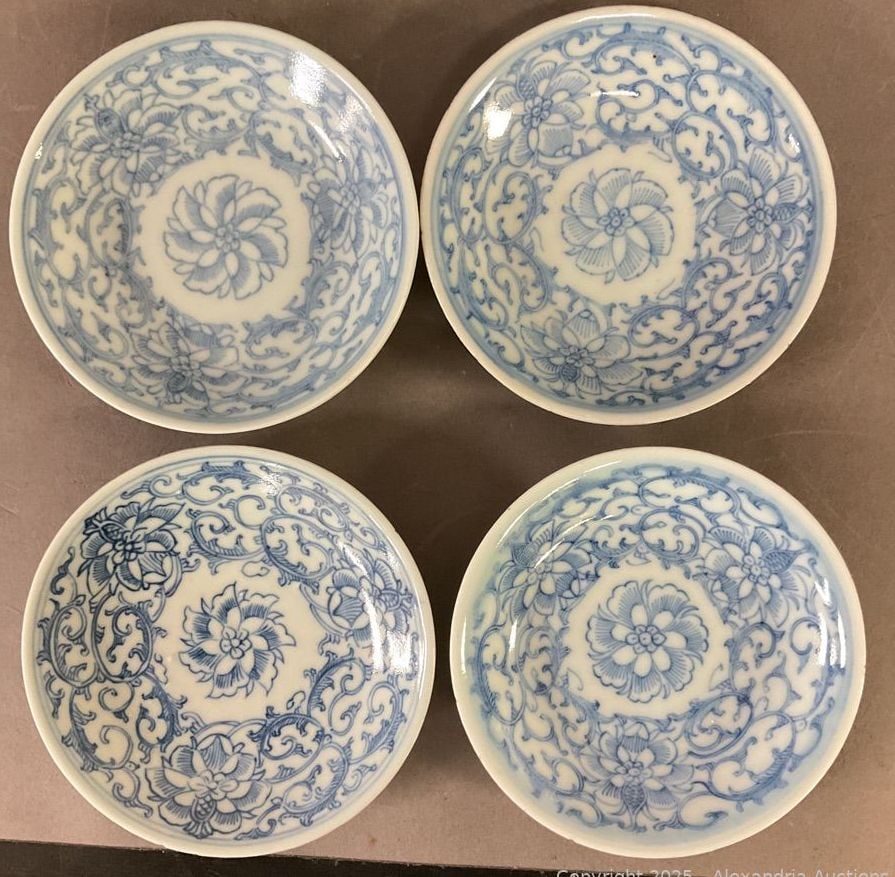 Four Antique Chinese Blue and White Dishes: Four Antique Chinese Blue and White Dishes