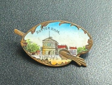 Vintage Enamel Rotterdam Brooch Pin
