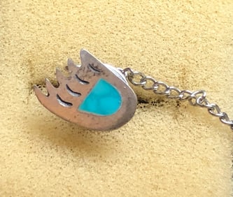 Vintage silver Turquoise Bear Pin