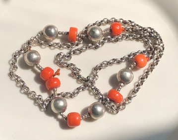 Vintage Silver Coral Necklace