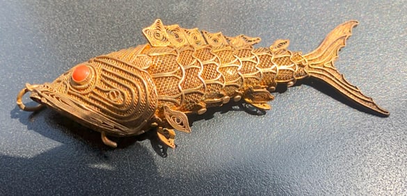 Vintage Silver Filigree Fish Pendant