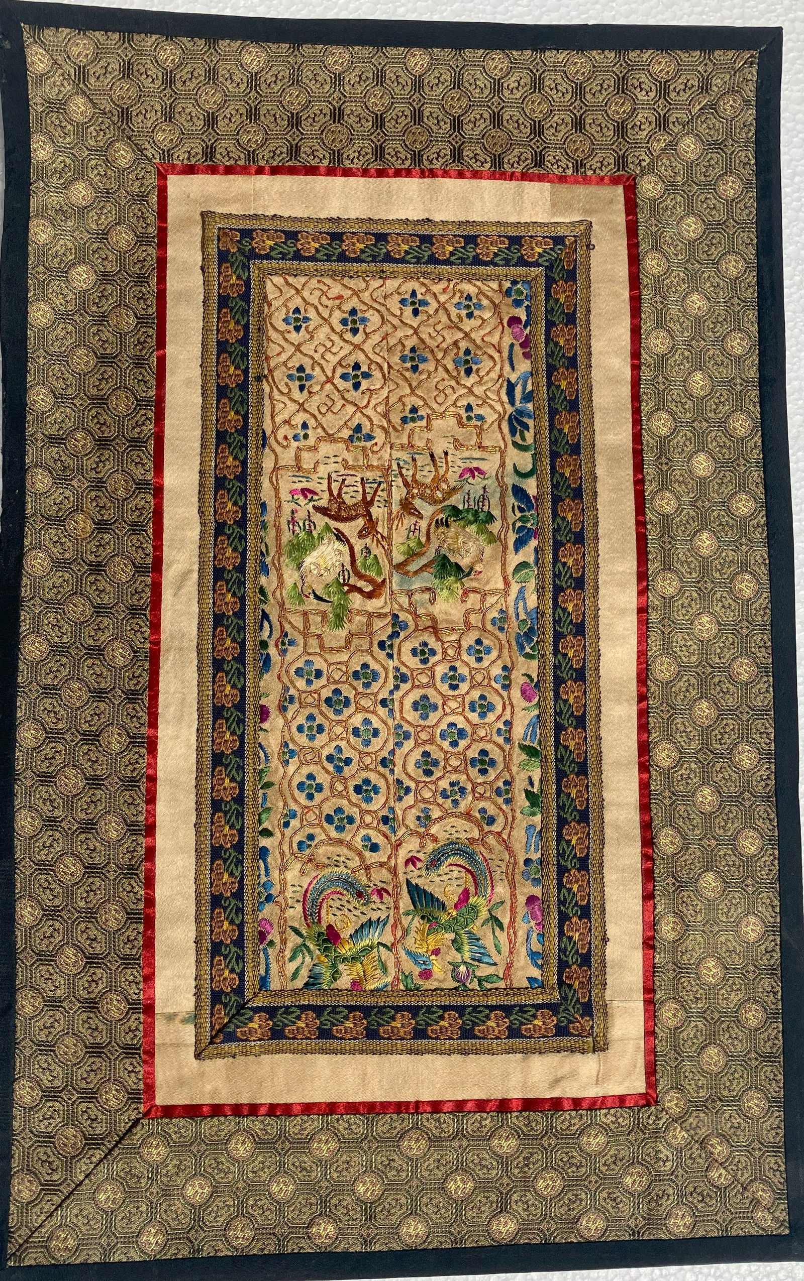 Vintage Embroidery Panel: Vintage Embroidery Panel, Size: 14" x 9"
