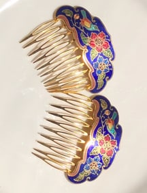 Two Cloisonne Combs