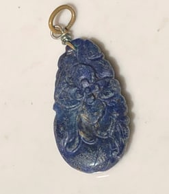 Antique Carved Lapis Pendant