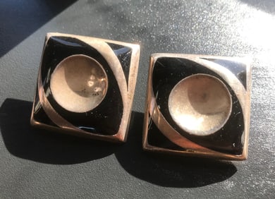 Pair of Silver Earrings, Size: 1"