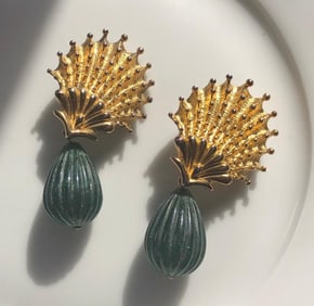 Pair Of Stephen Dweck Gilt Sterling Silver Clip Back Earrings