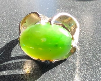 Green Jade Silver Ring