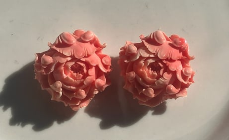 Two Carved Resin Flowers