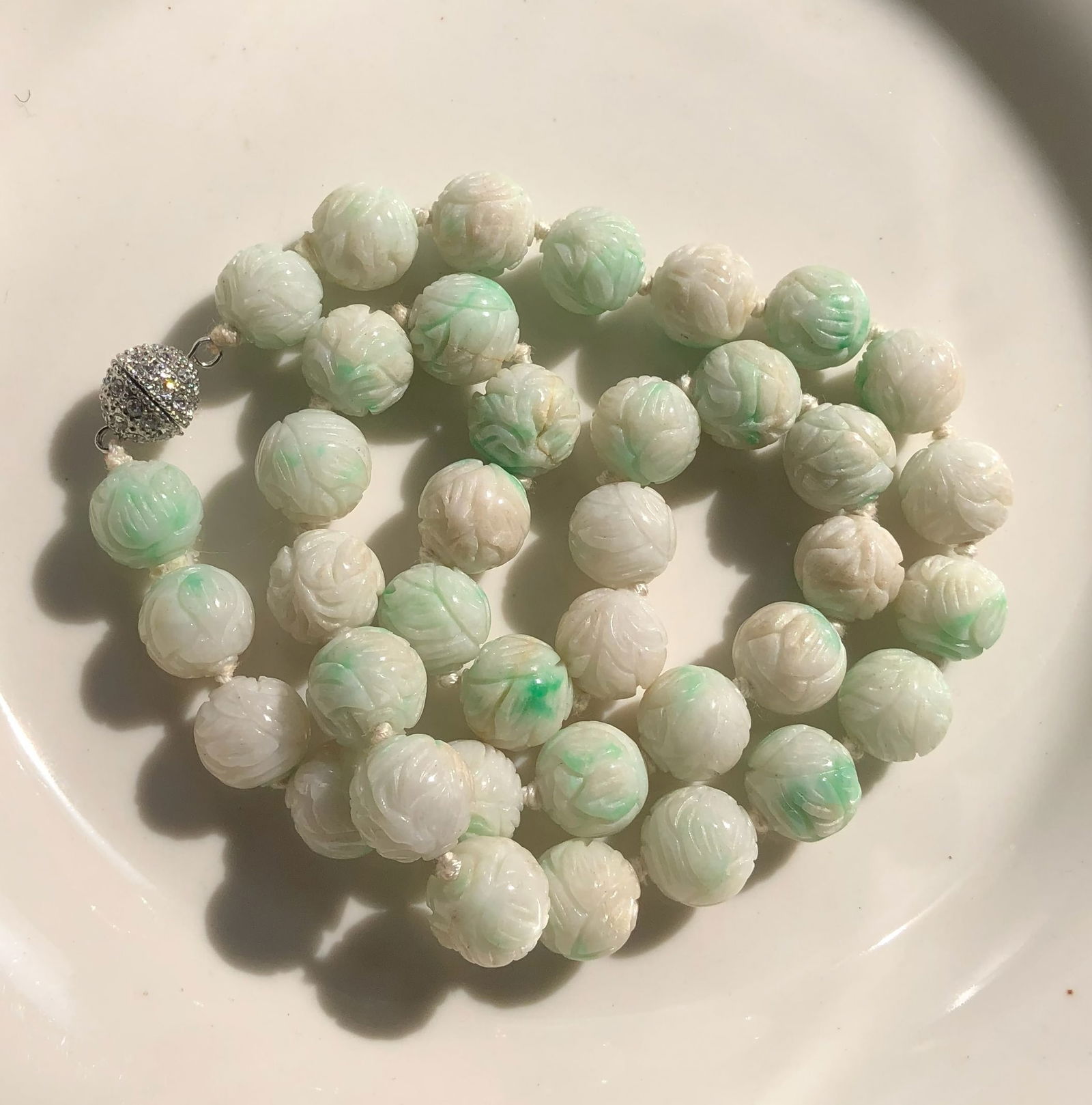 Carved Jadeite Bead Necklace (1 of 3)